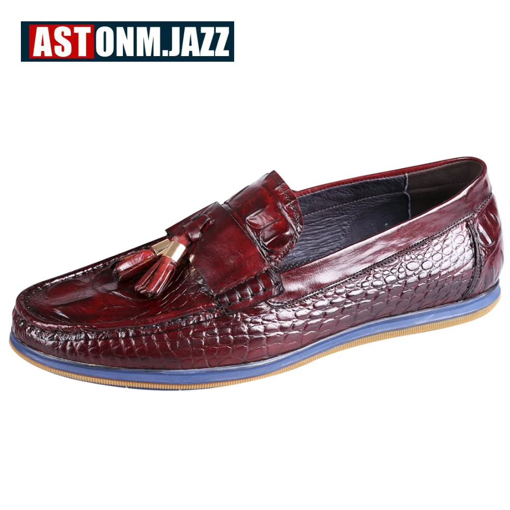2017 мужские повседневные Мокасины из натуральной крокодиловой кожи слипоны