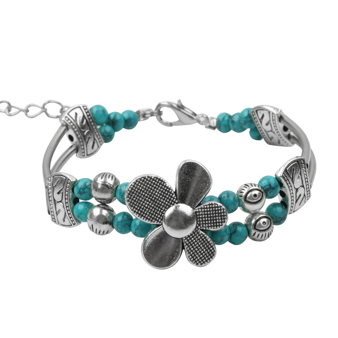 2 шт./лот античный металлический браслет с подвеской яркие цвета шарики цветком