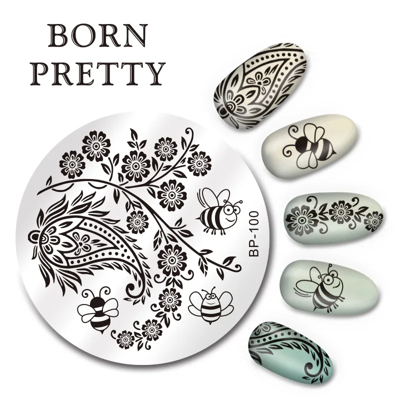 BORN PRETTY 1 шт. прямоугольные пластины для штамповки ногтей кружева цветок животный узор дизайн ногтей штамп штамповка шаблон изображения пластины трафареты - Цвет: BP-100