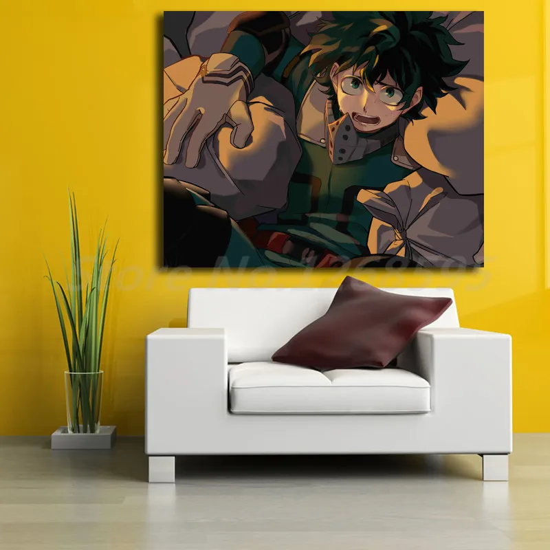 Izuku Midoriya My Hero academic боятся аниме мальчик обои художественный холст постер Картина