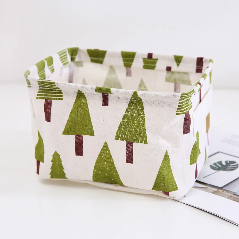 Small tree Корзина для хранения игрушек, косметический Органайзер для кухонных мелочей, Настольная сумка из хлопка и льна, водонепроницаемая тканевая корзина для белья, TAOSCIL - Цвет: Small tree