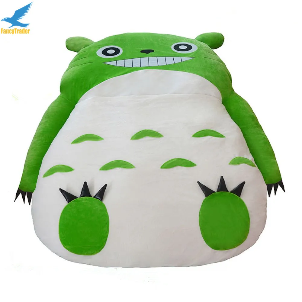 Fancytrader гигантский плюшевый с наполнителем кровать totoro с набивкой мультфильм диван татами спальный мешок 6 цветов 2 размера отличный подарок новинка - Цвет: Green