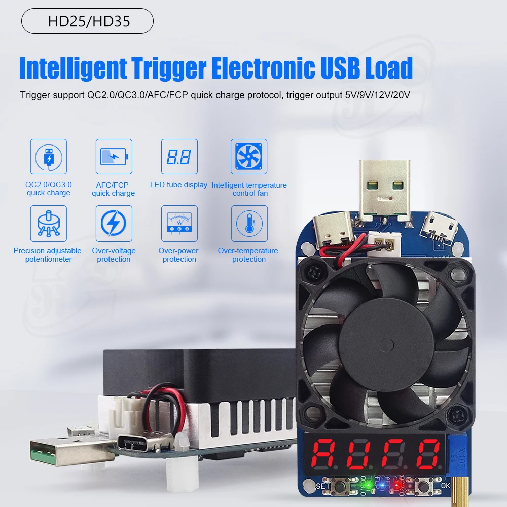 HD25/HD35 триггер QC2.0 QC3.0 Интеллектуальный USB DC электронный нагрузки тока напряжения