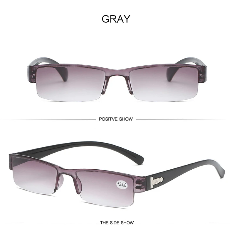 LS JOHN Korean Fashion Reading Glasses Men Women Clear Lens Half Frame Presbyopic Eyewear 1.0 1.5 2.0 2.5 3.0 3.5 4.0 for Reader