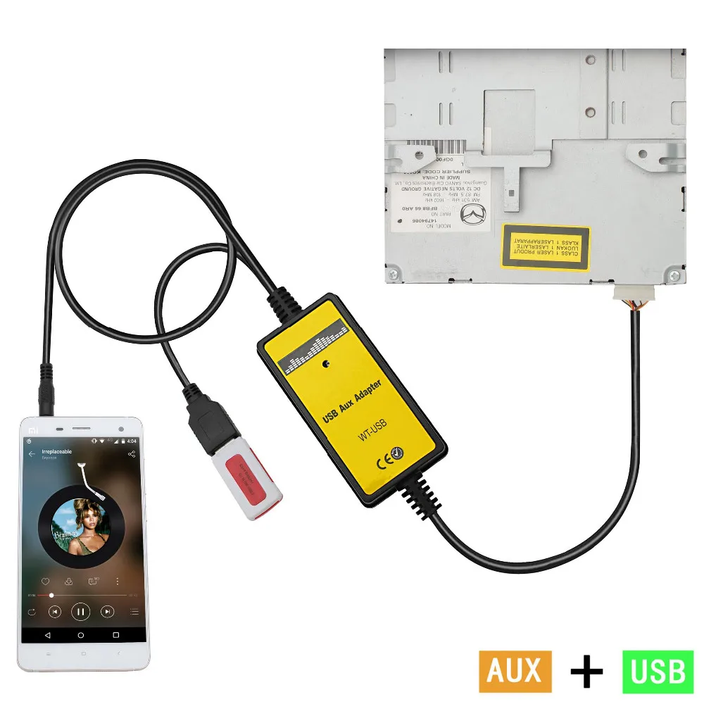 CD Mp3 телефон 3 5 мм кабель вспомогательное устройство TF SD USB автомобильный адаптер