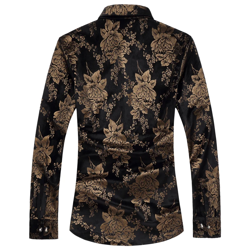 Новинка 2018 модная мужская Золотая велюровая Повседневная рубашка модель 7XL