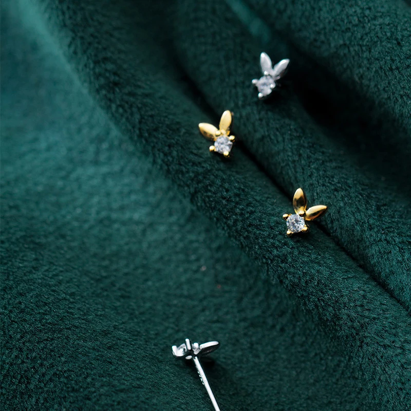 Женские серебряные серьги с гвоздиком S925 простые в Корейском стиле кроликом