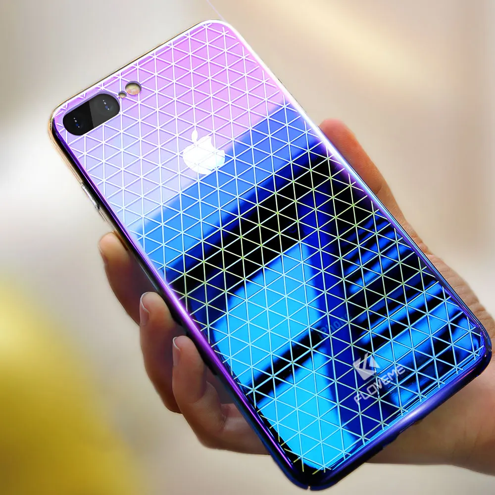 Чехол FLOVEME с градиентным покрытием для iPhone 7 8 Plus модный жесткий пластиковый чехол
