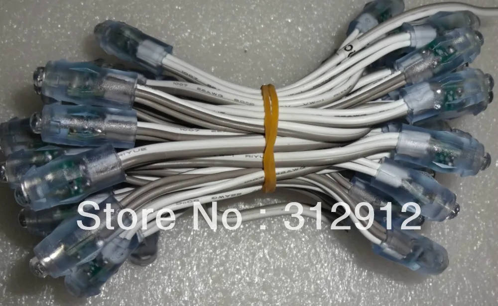 

WHITE color led 12mm node,through-hole type,injection made,IP65 rated;DC5V input;0.1W;50pcs a string