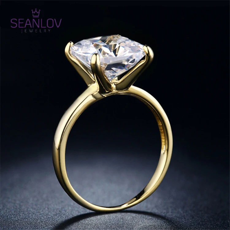 

Seanlov 2018 New Gold Color Lady Luxury Jewelry Large Square 10mm Zircon Ring For Women Gift Wedding Engagement Statement Rings