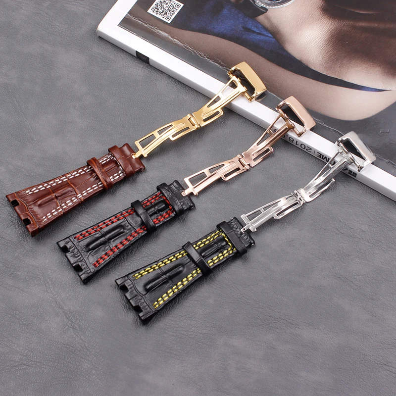 Watch accessories 28mm suitable for AP genuine Garry leather strap sports and leisure foldable buckle for men's AP strap buckle