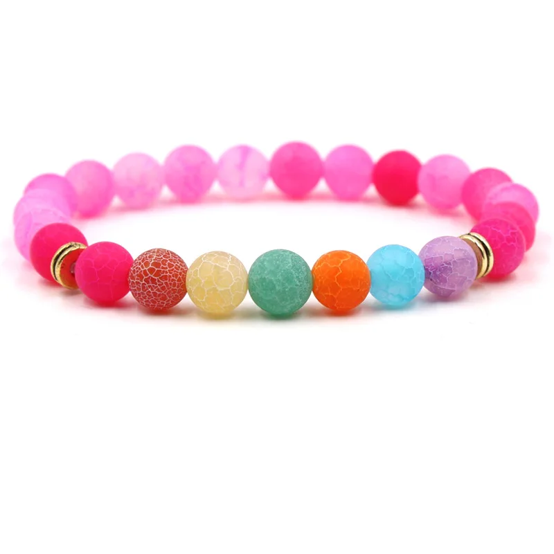 2018 new natural stone weathered carnelian colorful chakra yoga elastic Bracelet For Women man AL-XD45 | Украшения и аксессуары