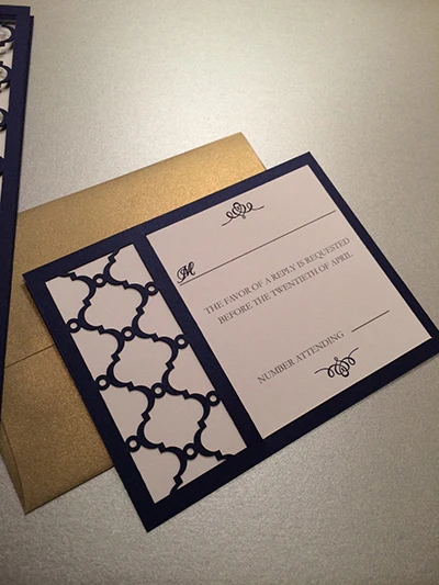RSVP card with blank 50 шт. монограмма темно-синий лазерная резка свадебные приглашения - Цвет: RSVP card with blank