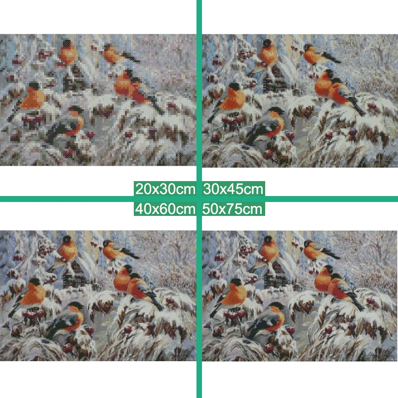 Meian Birds Full Diamond Embroidery 5D Painting Cross Stitch Snow 3D Mosaic Needlework Crafts Christmas Gift new | Дом и сад