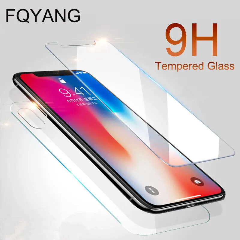 FQYANG переднее и заднее 2 шт. закаленное стекло для IPHONE XS MAX XR X 8 7 6S 6 PLUS 5SE 5C 4S Защитная