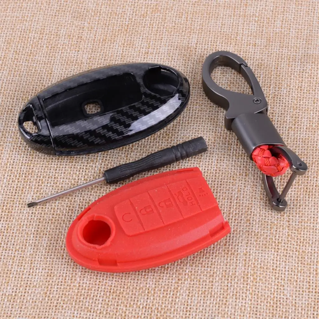 7.7x4x1.8cm 5 Button Carbon Fiber Style Shell Silicone Plastic Cover Key Holder Fob Case Car Box Accessories Fit For Nissan | Автомобили и