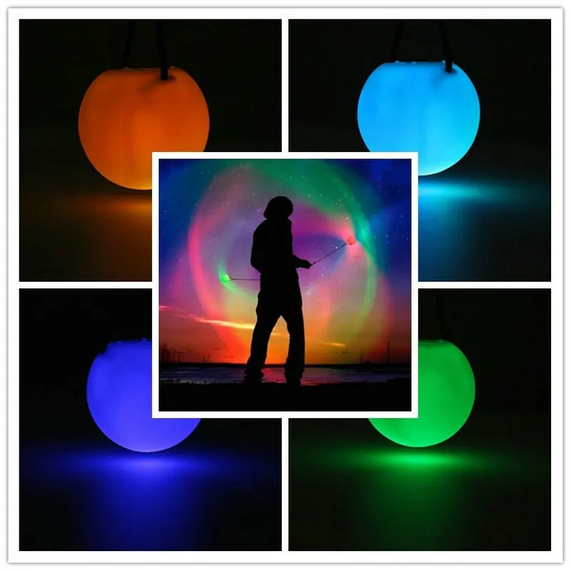 1PC Professional Belly Dance Ball LED RGB Glow Light Up POI Thrown Yoyo Rave Dancing Hand Prop Stage Performance Tool Toy Gift | Игрушки и