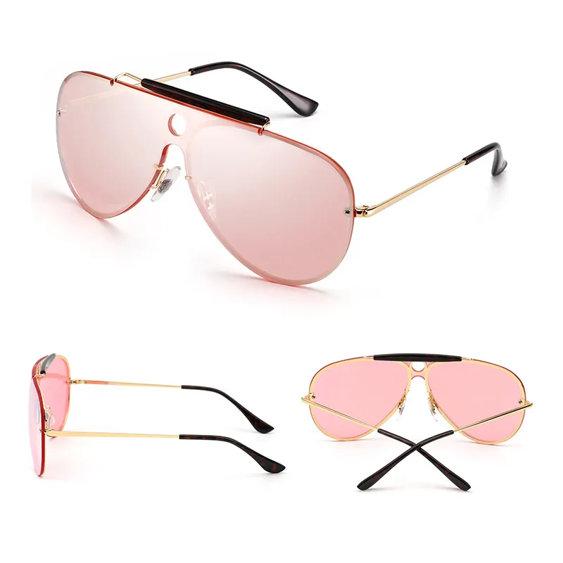 Mirror Pink JM без оправы круглые встроенные солнцезащитные очки зеркальные плоские топ цельные солнцезащитные очки металлические очки мужские и женские солнцезащитные очки - Цвет линз: Mirror Pink