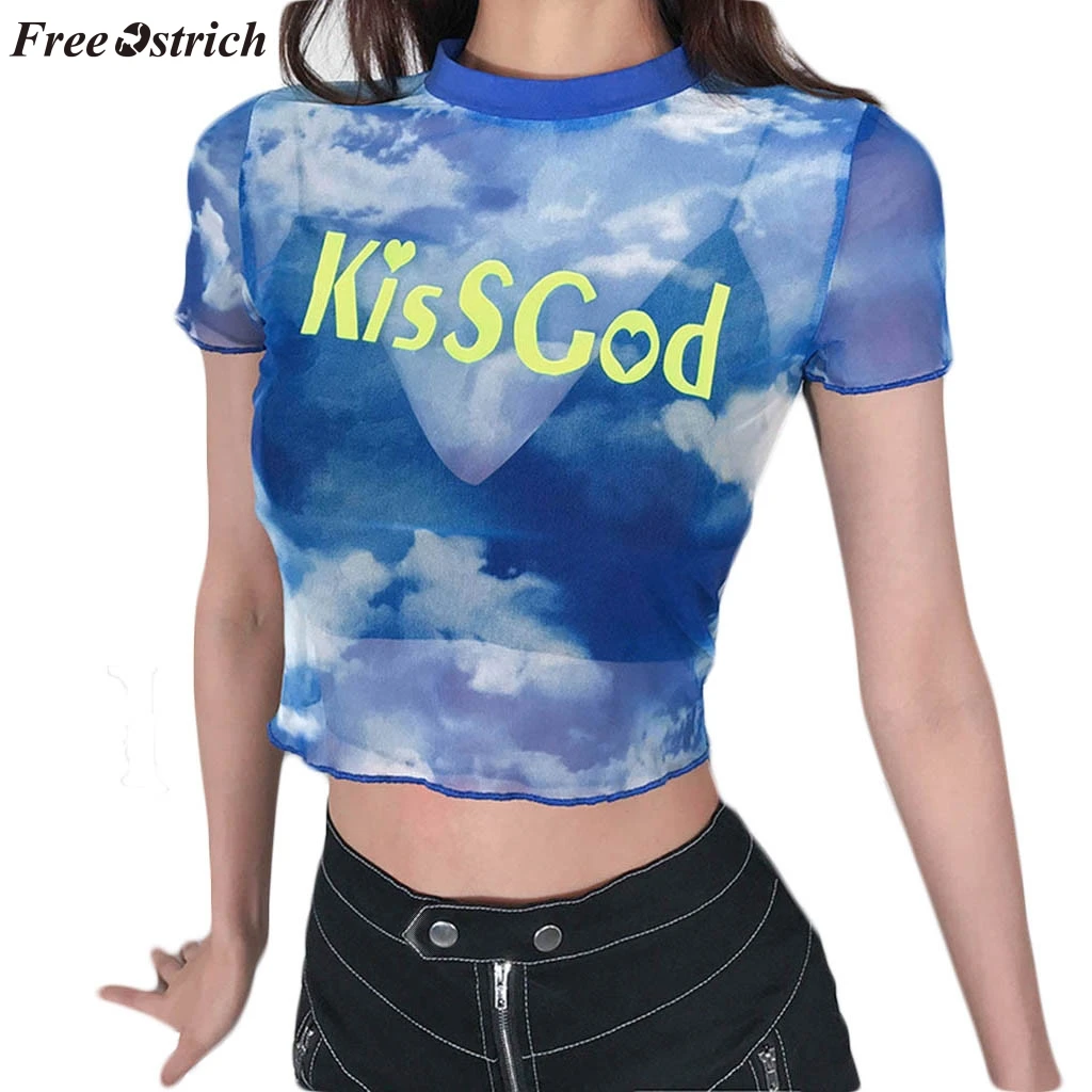 Бесплатная Страусиная модная повседневная футболка с короткими рукавами