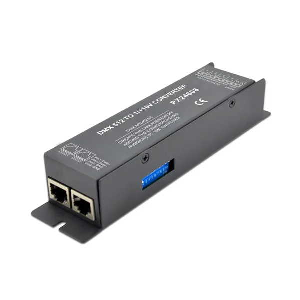 

PX24608; 24VDC 20mA * 4ch DMX до 0-10 в аналоговый преобразователь сигнала