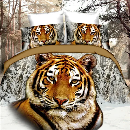 coffee tiger 3D постельного белья и принтом «Кот», «Тигр», 3d постельное белье белые домашние постельные принадлежности Прямая подарок постельное белье 4 шт./компл. наволочка плоский лист - Цвет: coffee tiger