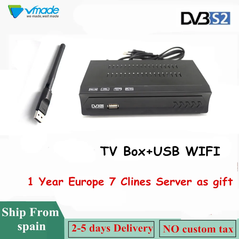 TV BOX-USB WIFI Vmade PK freesat V7 спутниковый ТВ ресивер V7S HD DVB-S2 M5 поддержка Powervu IP tv+ USB wifi с бесплатной 7 линиями Европа Cline аккаунт - Цвет: TV BOX-USB WIFI