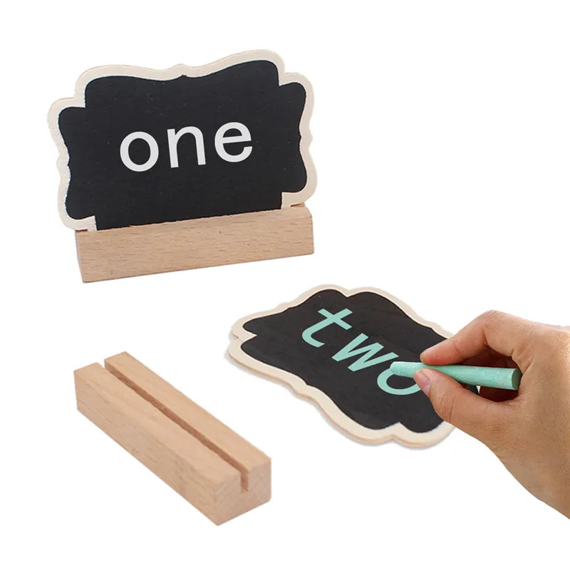 

10 piece mini chalkboard blackboard wooden stand place name card wooden easel