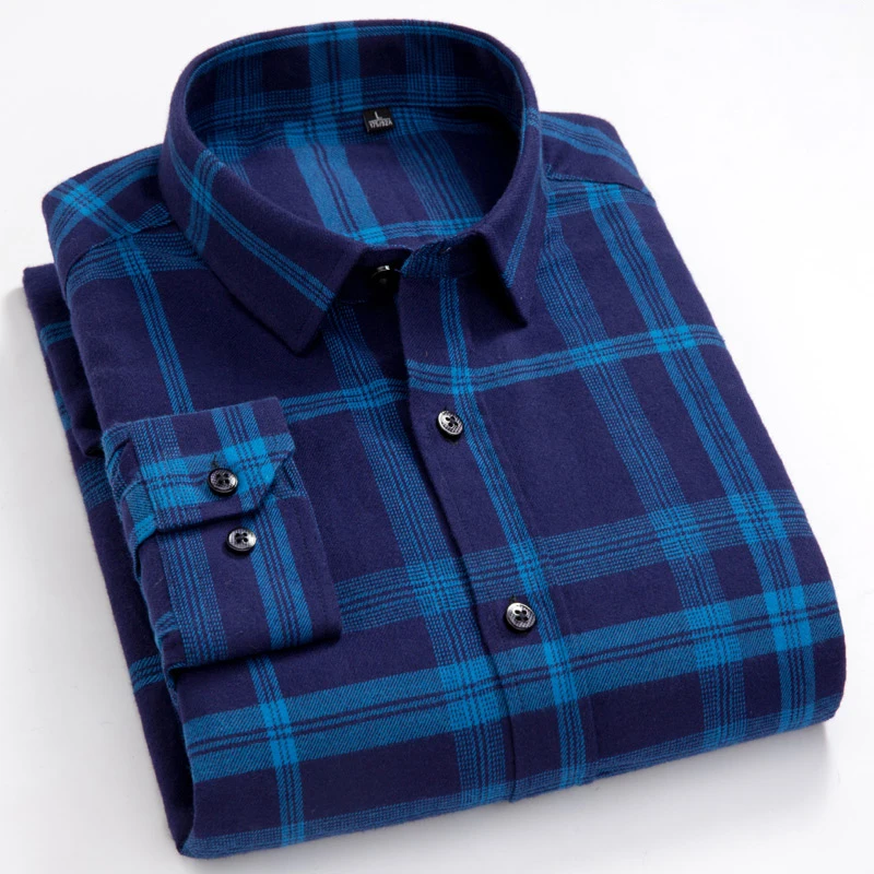 Мужское классическое Фланелевое платье в клетку с длинным рукавом нашивка для