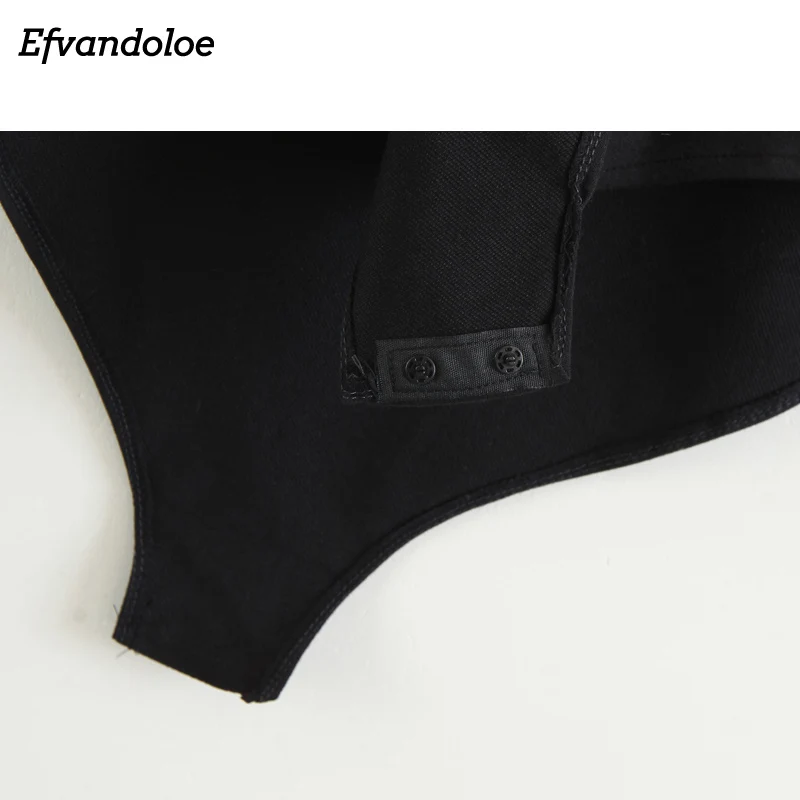 Женский комбинезон Efvandoloe черный с оборками на лето | Женская одежда