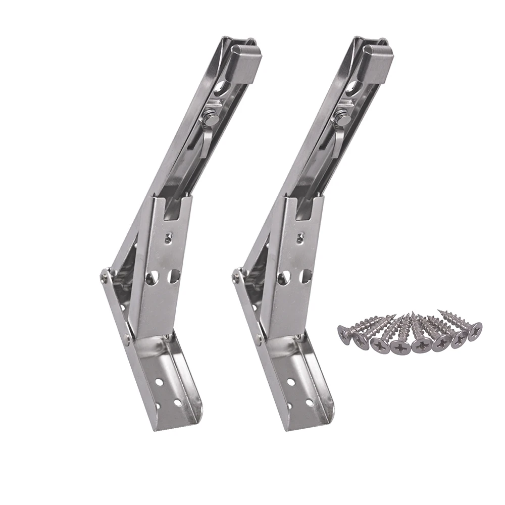 

Stainless Steel 8-inch Length 90 Degree Spring Loaded Triangle Folding Shelf Brackets 2-Pack ,With Mounting Screws