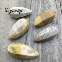 bullet shape faceted beige chrysanthemum stone charmsnatural stone coral jades spike pendants for diy jewelry my2027