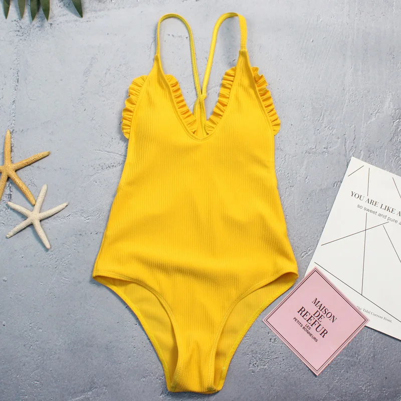 2018 New Purfle Sexy Bikini Push Up Women Swimsuit One Piece Suits V Neck Bathing Suit Halter Beach Wear Femme Bodysuit Swimwear | Спорт и