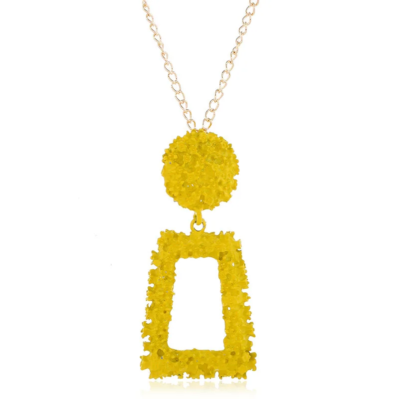 Q024yellow Хит, модное простое ожерелье с подвеской в виде геометрических фигур для женщин, длинное ожерелье с металлическим сердцем золотого цвета, колье для женщин - Окраска металла: Q024yellow