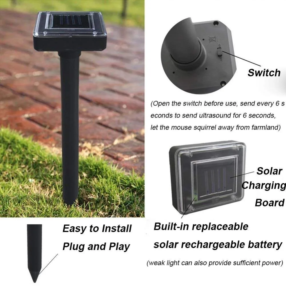 2 шт. солнечный отпугиватель Кротов ультразвуковой электронный езды на