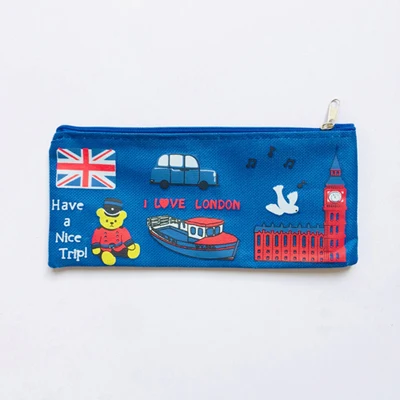 blue Kawaii I Love London Soldier холщовая ручка Карандаш сумка держатель для хранения студенческие канцелярские принадлежности - Цвет: blue