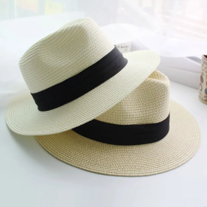 Новая женская sombreros летняя шляпа классический черный пояс Панама солнечные шляпы
