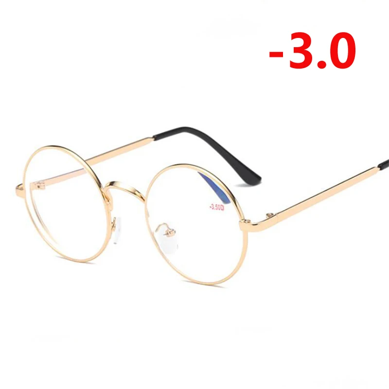 Myopia 300 1,0-1,5-2,0-2,5 до-4,0 готовые очки для близорукости для женщин мужчин анти синий Llight короткие очки для коррекции зрения круглые очки для близорукости - Цвет оправы: Myopia 300