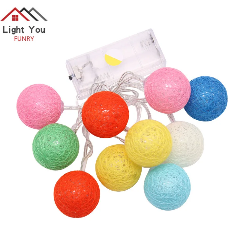 Цветной хлопковый шар Декоративная гирлянда Рождество свадьба цветная с