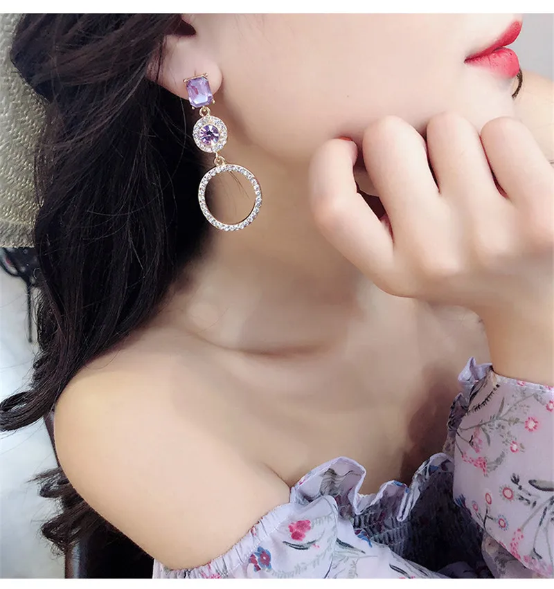 Женские Висячие серьги MINHIN корейские геометрические Длинные асимметричные с