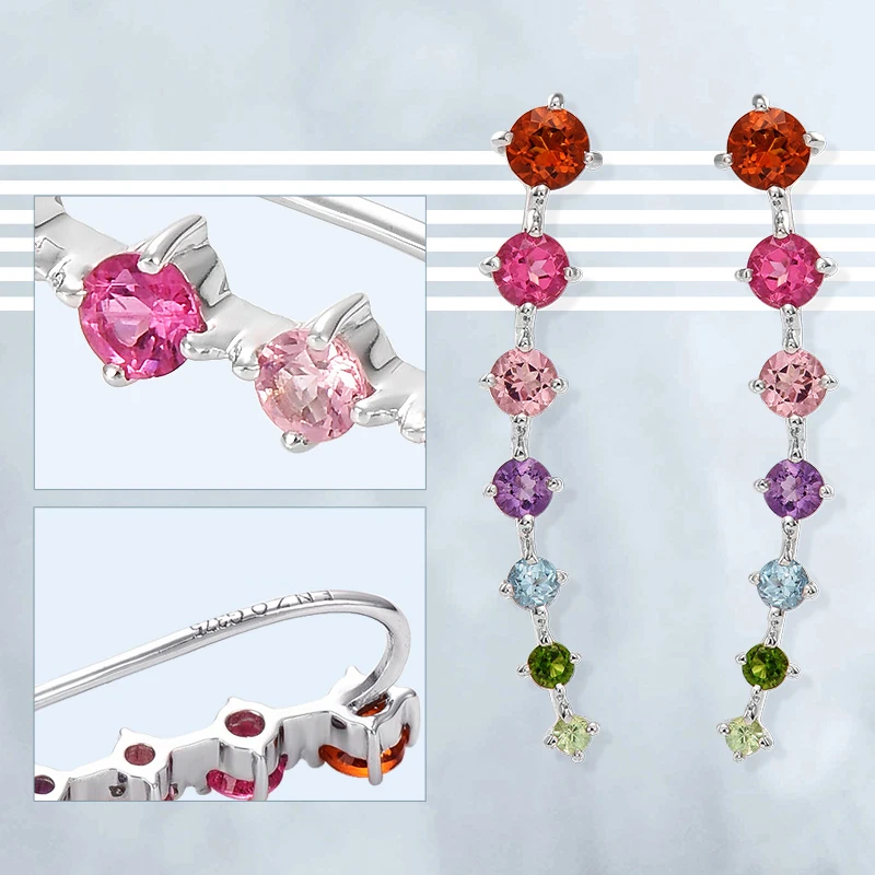 Натуральный цитрин/аметист 18 К чистое золото серьги настоящее AU 750 твердые