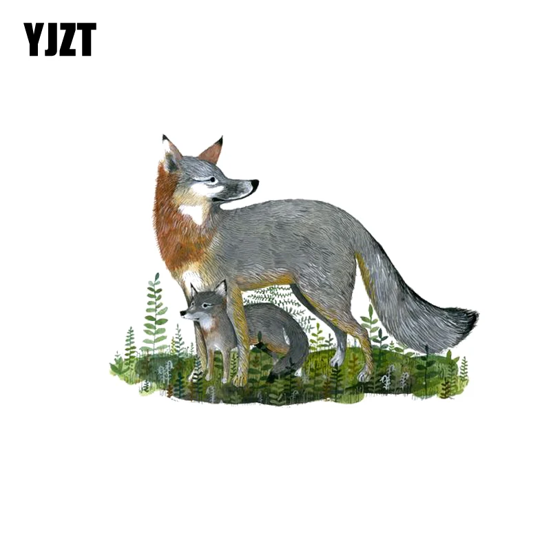 

YJZT 13.5CM*9.8CM Cute Two wolves Decal PVC Motorcycle Car Sticker 11-00527