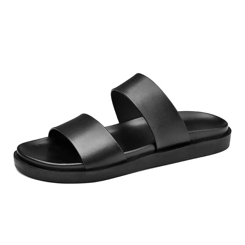 S1733 Black SUROM/ г. Летняя повседневная обувь новые мужские сандалии простой дизайн открытая домашняя обувь для мужчин Уличная обувь пляжные шлепанцы - Цвет: S1733 Black