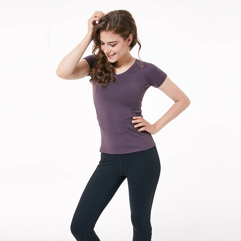 Лето 2019 спортивный костюм для женщин Йога с короткими рукавами футболка анти