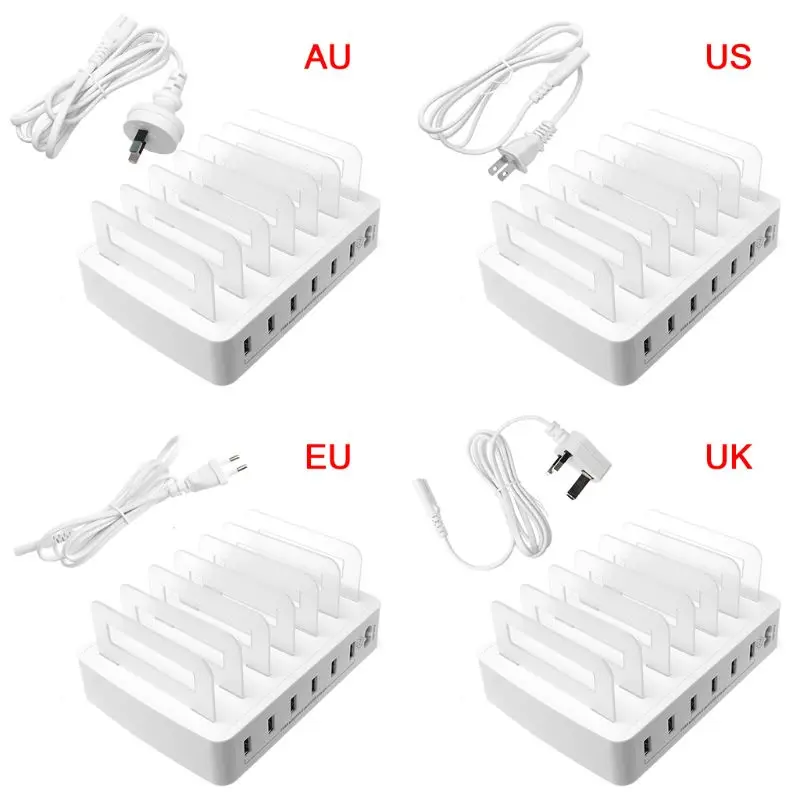 Смарт USB зарядное устройство Быстрая зарядная станция Док-станция 6 портов 2.4A мобильный телефон планшеты несколько Организатор устройств настольная подставка питания