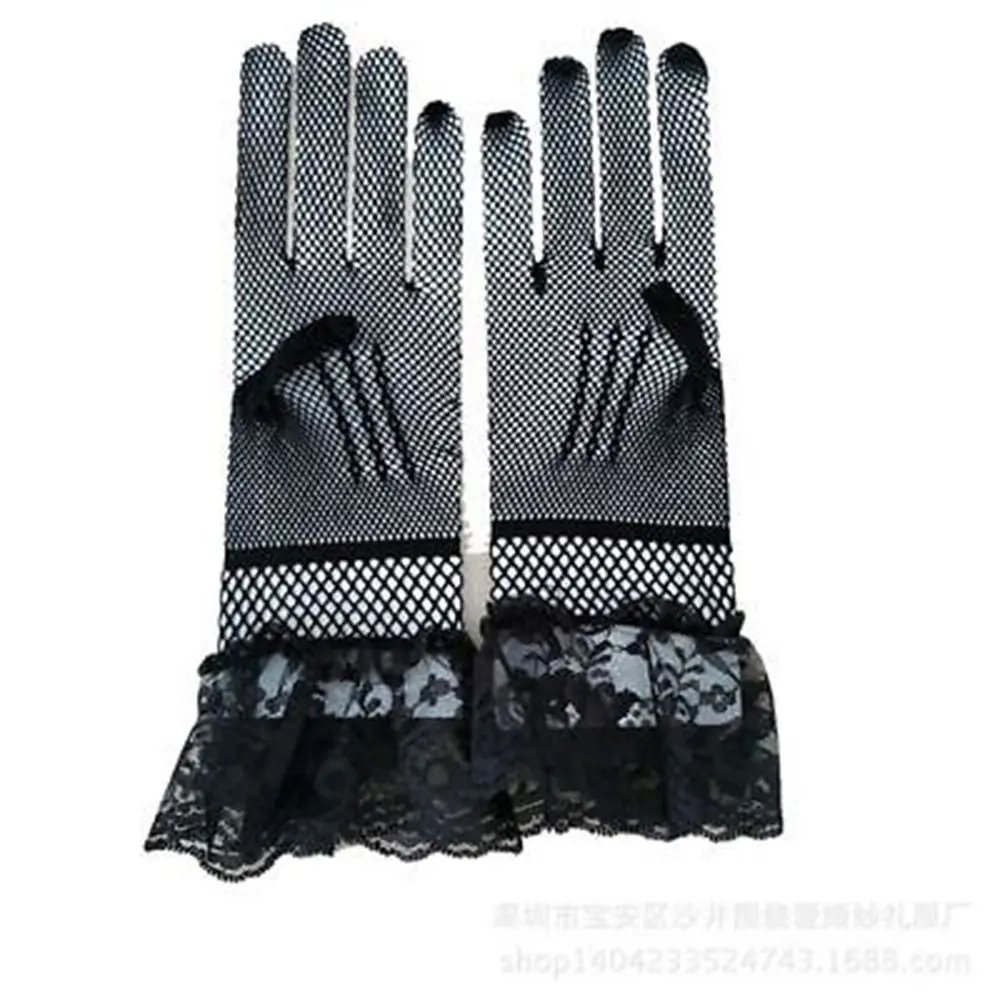 

Sexy Lace Short Full Gloves Black White Gloves 1 pair Fashion New Women Mittens