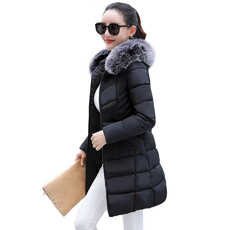 2018 New Winter Jacket Women Causal Slim Long Coat Girls Hooded Cotton Padded Female Down Parkas Outwear | Женская одежда
