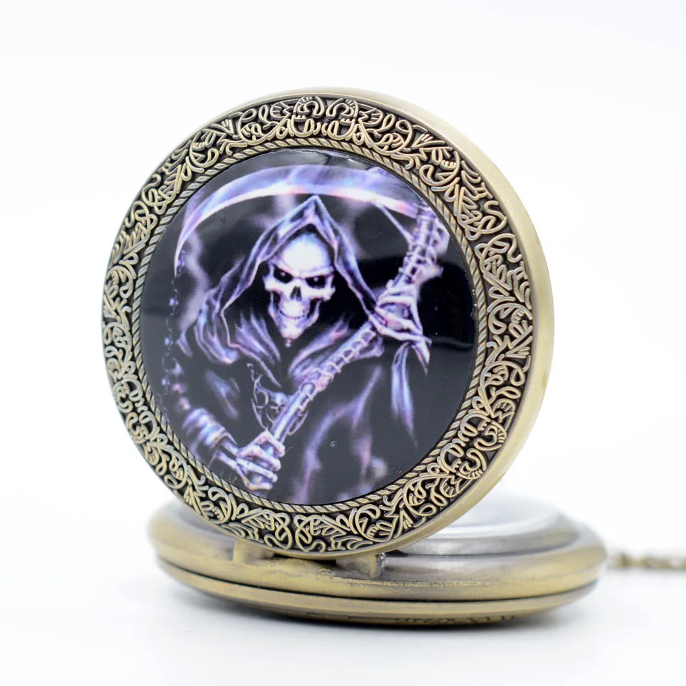 Ретро бронзовые часы Grim Reaper Skull Wizard Enchanter Dome кварцевые карманные Аналоговые в виде