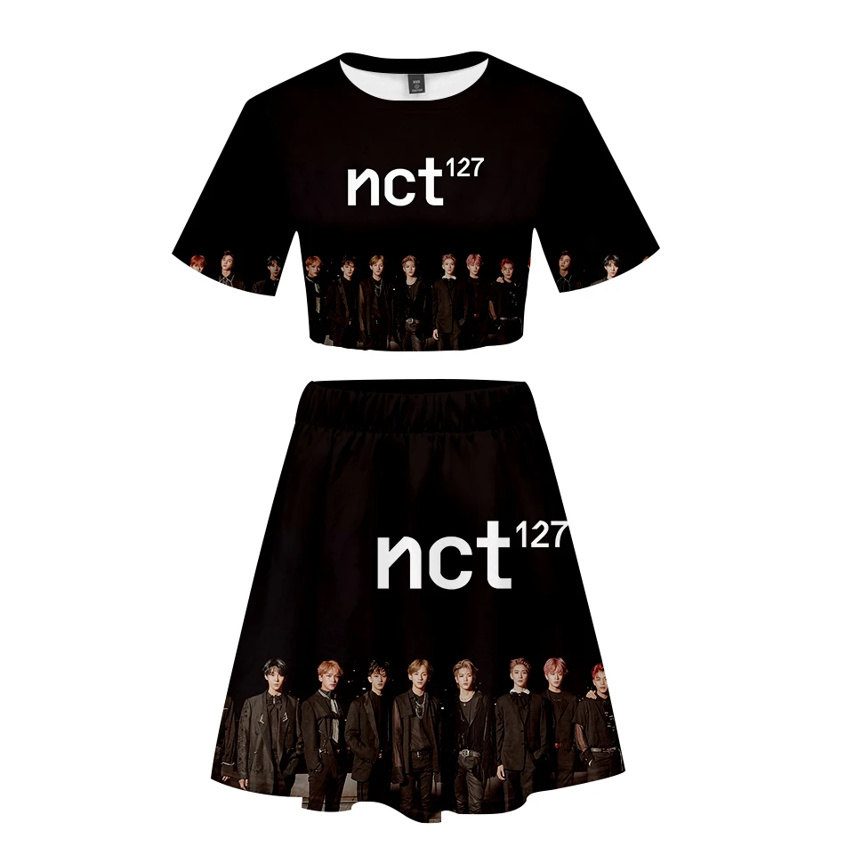 Короткая юбка NCT 127 красивая футболка с коротким рукавом и короткая комплект из