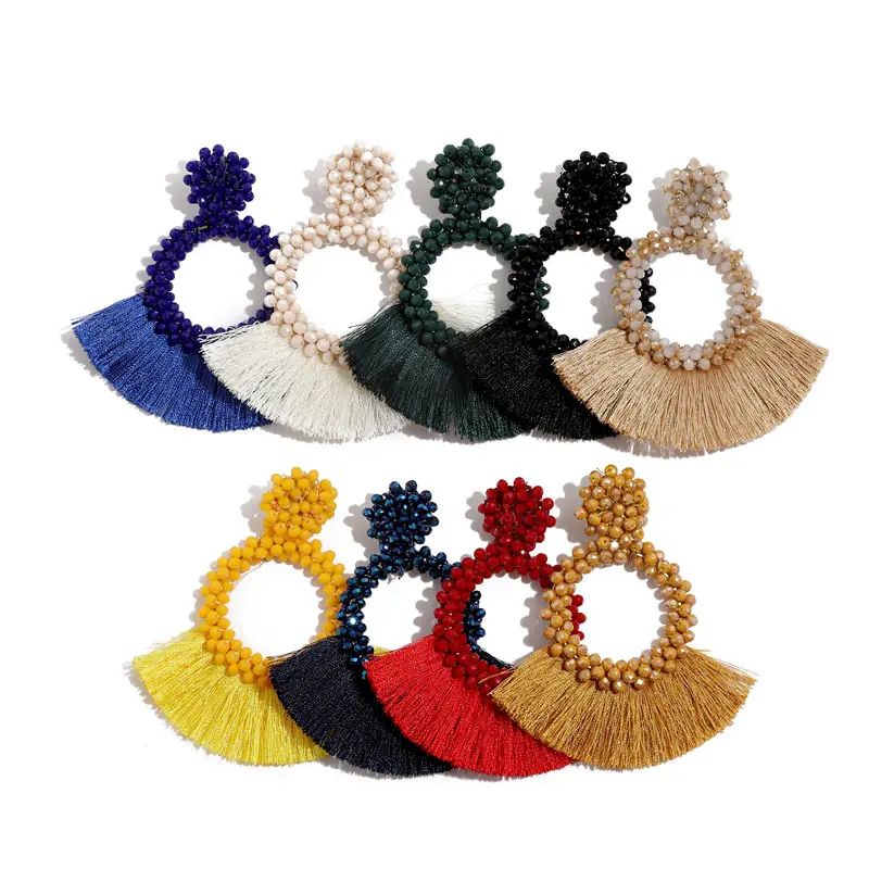 Женские богемные серьги JOUVAL с бахромой из хлопка свадебные ювелирные аксессуары