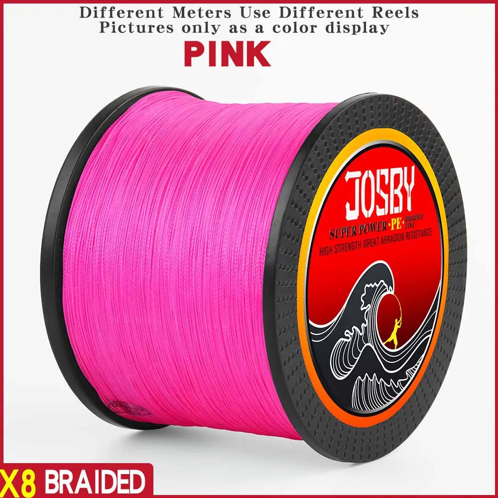 Pink JOSBY Pesca нахлыстом леска 8 нитей PE Карп плетеный провод Peche море Спиннинг Multifilamento шнур 12~ 120 фунтов 1000 м 500 м 300 м 150 м - Цвет: Pink
